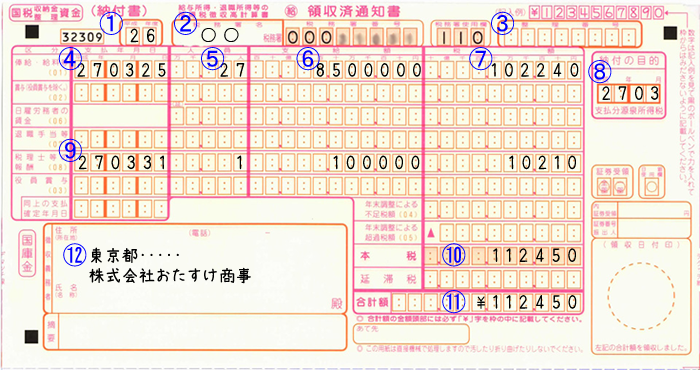 記入例 源泉所得税 納付書